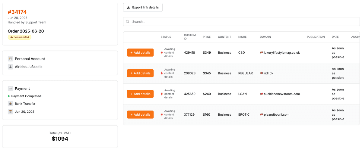 Order management with direct support